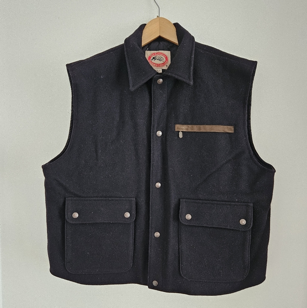 Australian Outback Collection Wool Vest Extra Large Black Wool Workwear Outdoor